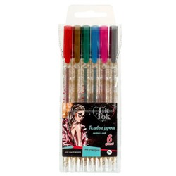 Ручки гелевые металлик, 6 цветов TIK TOK GIRL в кор.6*24шт