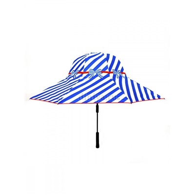 Зонт-трость шляпа женский DAIS арт.7709-2 полуавт (морская полоска)