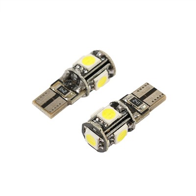 Автолампа светодиодная Cartage, T10 W5W, 12 В, 5 SMD-5050, набор 2 шт