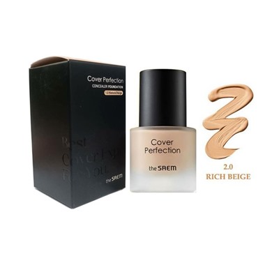 Крем-консилер для лица тональный Cover Perfection Concealer Foundation 2.0 Rich Beige, THE SAEM, 30 мл