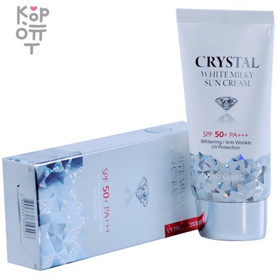 3W Clinic Crystal White Milky Sun Cream SPF 50/PA+++ - Осветляющий молочный солнцезащитный крем 50мл.,