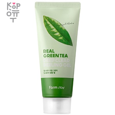Farm Stay Real Green tea Deep Clear Peeling Gel - Мягкий отшелушивающий гель-скатка для кожи лица с экстрактом Зелёного Чая 100мл.,