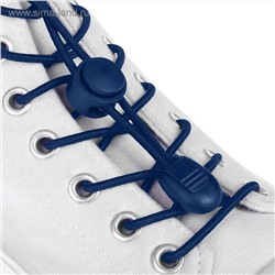 Шнурки для обуви, пара, круглые, с фиксатором, эластичные d = 3 мм, 100 см, цвет синий