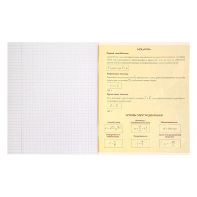 Тетрадь предметная Calligrata "Доска", 48 листов в клетку Физика, со справочным материалом, обложка мелованный картон, блок офсет