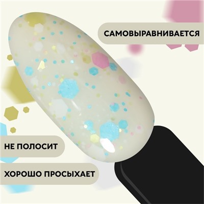 Гель лак для ногтей, «MILK GLITTER», 3-х фазный, 8мл, LED/UV, цвет прозрачный (08)