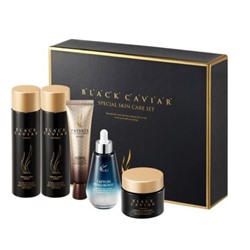 A.H.C. Black caviar Набор для Ухода за Кожей (5 предмета)  [tone, lotion, cream, eye cream, hyaluronic acid ampoule]