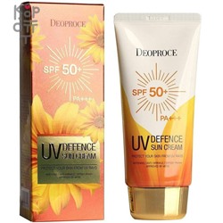 Deoproce UV Defence Sun Cream SPF 50+/PA+++ Cолнцезащитный крем для лица и тела, предназначен для защиты от УФ лучей высокого уровня, 70гр.,