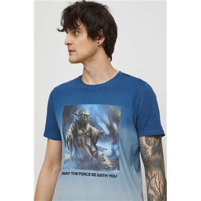 T-shirt bawełniany męski Star Wars kolor niebieski