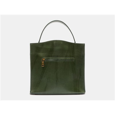Зелёная кожаная сумка с росписью из натуральной кожи «W0027 Green Город»