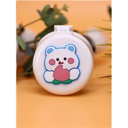 Расческа раскладная с зеркалом "Peach bear folding", white