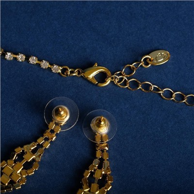 Набор 2 предмета: серьги, колье «Сияй» Лори, цвет белый в золоте, 45 см