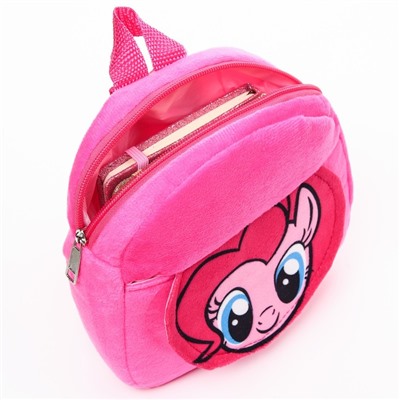 Рюкзак плюшевый на молнии, с карманом, 19 х 22 см "Пинки Пай", My little Pony