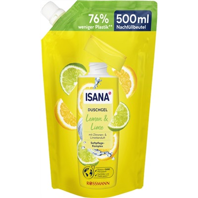 Гель д/душа ISANA Duschgel Lemon&Lime/Лимон и Лайм запас /500мл