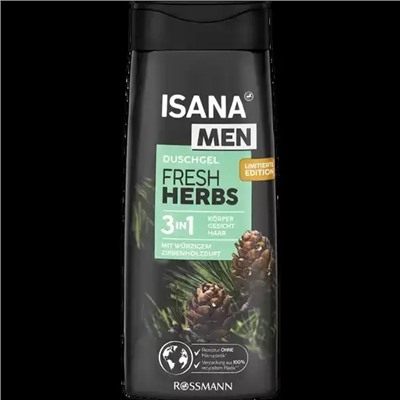 Гель д/душа ISANA MEN Duschgel 3in1 Fresh Herbs/Свежесть трав /300мл