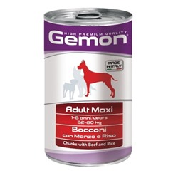 Влажный корм Gemon Dog Maxi для собак крупных пород, кусочки говядины с рисом, ж/б, 1250 г