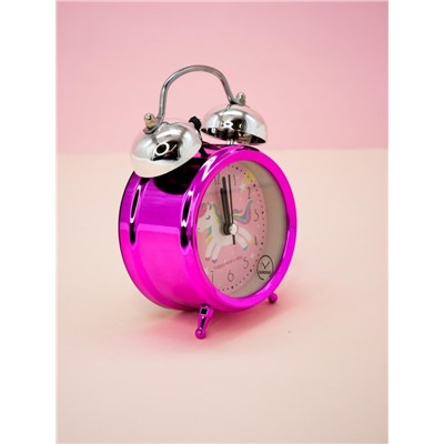 Часы-будильник «Happy unicorn», pink metalic