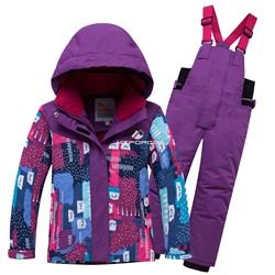 Детский зимний горнолыжный костюм фиолетового цвета 8926F