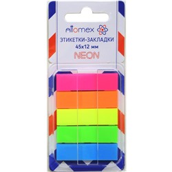 Закладки с/к "Attomex" пластик 45x12мм 5x30л 5 неон цветов 2011203/Китай