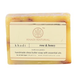 Khadi Rose & Honey with Rose Petals Soap 100g / Мыло с Розой, Мёдом и Лепестками Роз 100г