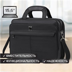 Сумка портфель BRAUBERG CONTROL с отделением для ноутбука 15,6", 2 отделения, темно-серая, 29х39х11 см, 240398