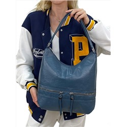 Женская сумка хобо из искусственной кожи, цвет синий