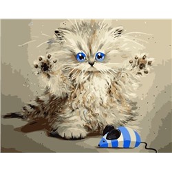 Картина по номерам 40х50 - Котёнок и мышка
