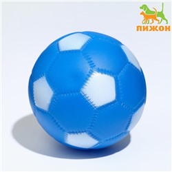 Игрушка пищащая "Мяч Футбол" для собак, 6,2 см, синяя