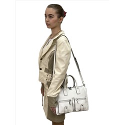 Кожаная женская сумка-портфель, цвет белый