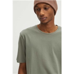 T-shirt bawełniany męski z domieszką elastanu gładki kolor zielony