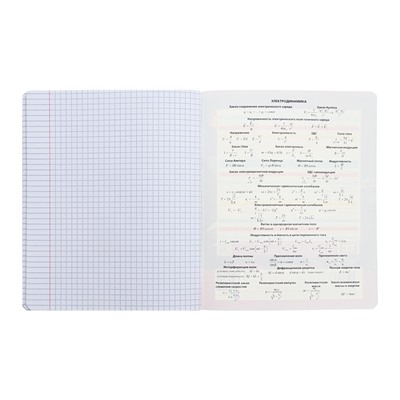 Тетрадь предметная "Следствие ведут ученики", 48 листов в клетку "Физика", обложка мелованный картон, выборочный лак, со справочным материалом