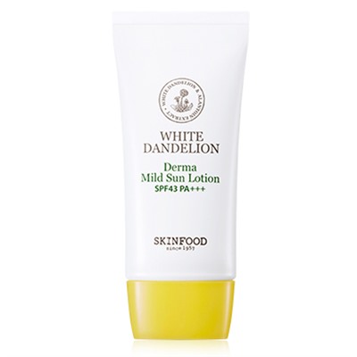 SKINFOOD White Dandelion Derma  Мягкий солнцезащитный лосьон SPF43 PA++++