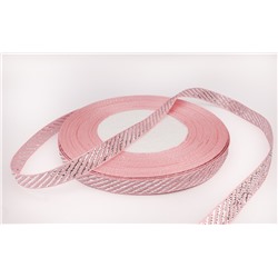 Декоративная лента с рисунком "Серебристые полосы" (нежно-розовый), 10мм * 20 ярдов (+-1)