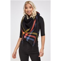 Fringed Trim Knitted Casual Scarf