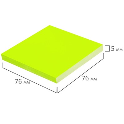 Блок с липким краем 76*76мм BRAUBERG 100л бесклеев электростат, желтый 115210