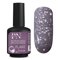 16 мл, Patrisa Nail, FLAKE base Inzhir (сиреневая база с белыми шестигранниками)