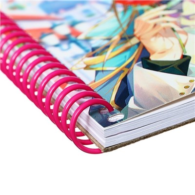 Скетчбук для карандаша А6+ 64 листа на гребне "Аниме", обложка картон, твёрдая подложка, глянцевая ламинация, блок 60 г/м2