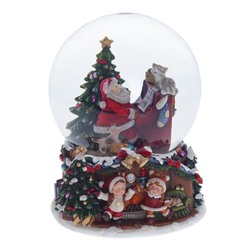 Фигурка декоративная в стекл. шаре с муз. "Дед Мороз", D 15 см, L16 W17 H20 см