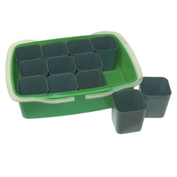 Набор для выращивания рассады в контейнере 10л с двумя ручками и герм. крышкой (контейнер, 12 стаканов, 12 донышек-вкладышей)