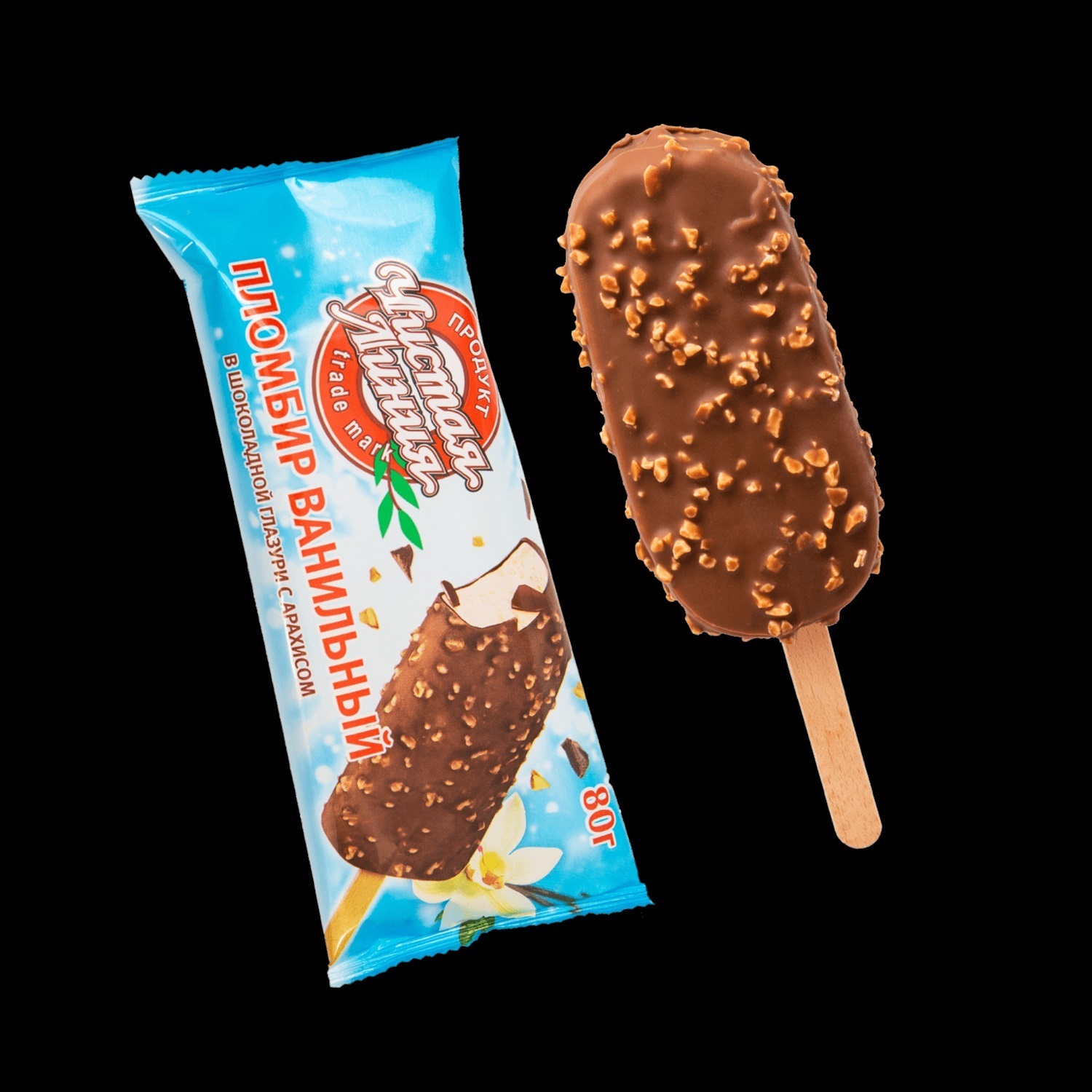 Мороженое золотой стандарт эскимо с арахисом