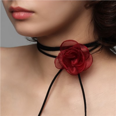 Чокер «Танго» цветок на нитях, цвет красно-чёрный, 30см
