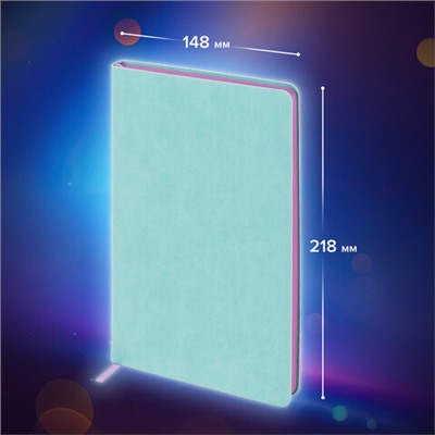 Блокнот-скетчбук А5 (148x218 мм), BRAUBERG "Metropolis Mix", под кожу, 80 л., без линовки, мятный, 113319