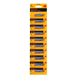 Батарейка алкалиновая Kodak Max, AAA, LR03-10BL, 1.5В, отрывной блистер, 10 шт.