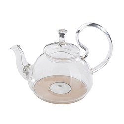 Индукционный заварочный чайник из жаропрочного стекла "Георгин" с пружинкой-фильтром в носике, 800 мл, дно d110 мм