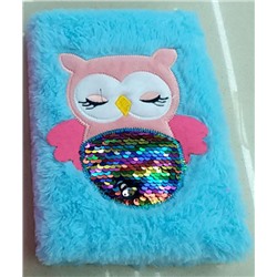 Блокнот плюшевый «Sleepy owl», blue, 21,5х15 см, плотность 70 гр.