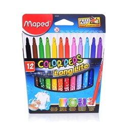 Фломастеры MAPED "Color'peps", 12 цв, смыв, трехгран, вент.колп, карт упак,европодвесом