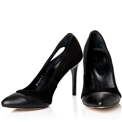 Женские кожаные туфли LaRose L2301 Черный замша+кожа: Под заказ