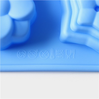 Форма силиконовая для выпечки Доляна «Немецкий кекс, роза», 16×21 см, 12 ячеек, цвет голубой