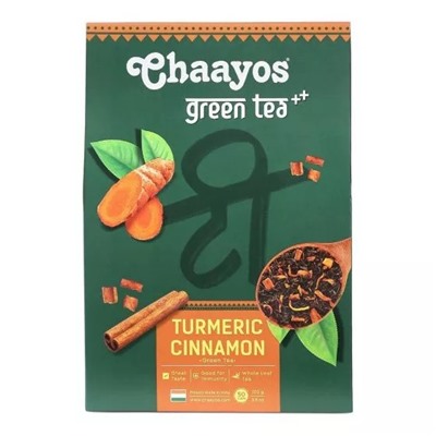 Зеленый чай с Куркумой и Корицей (100 г), Turmeric Cinnamon Green Tea, произв. Chaayos