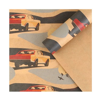 Бумага упаковочная крафтовая Car, 50 × 70 см 7315950