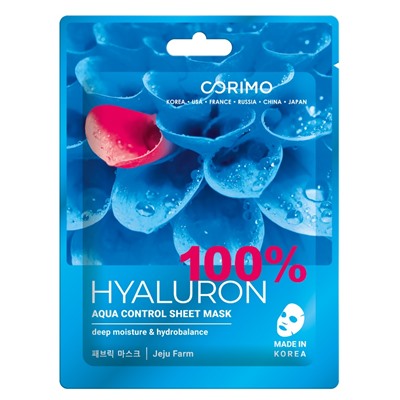 Маска тканевая для лица Акваконтроль 100 % Hyaluron, Corimo 22 г